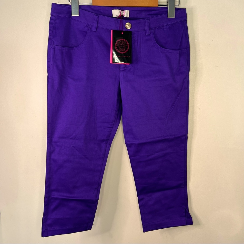 NEW Young Versace Purple Capris/Pants Kids Size XXL approx. Women’s  XS-S